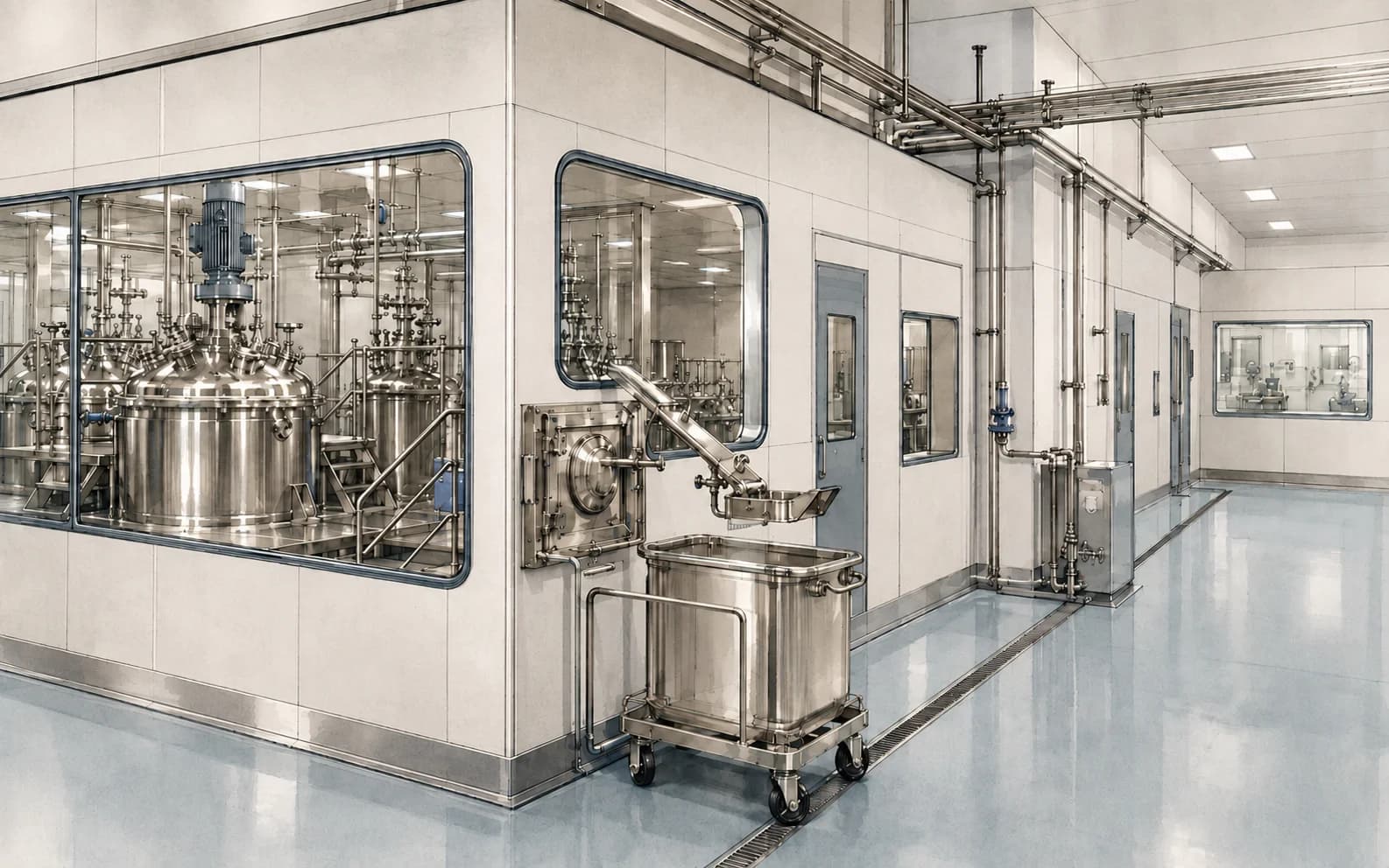 Illustration of pharmaceutical and chemical processing operations